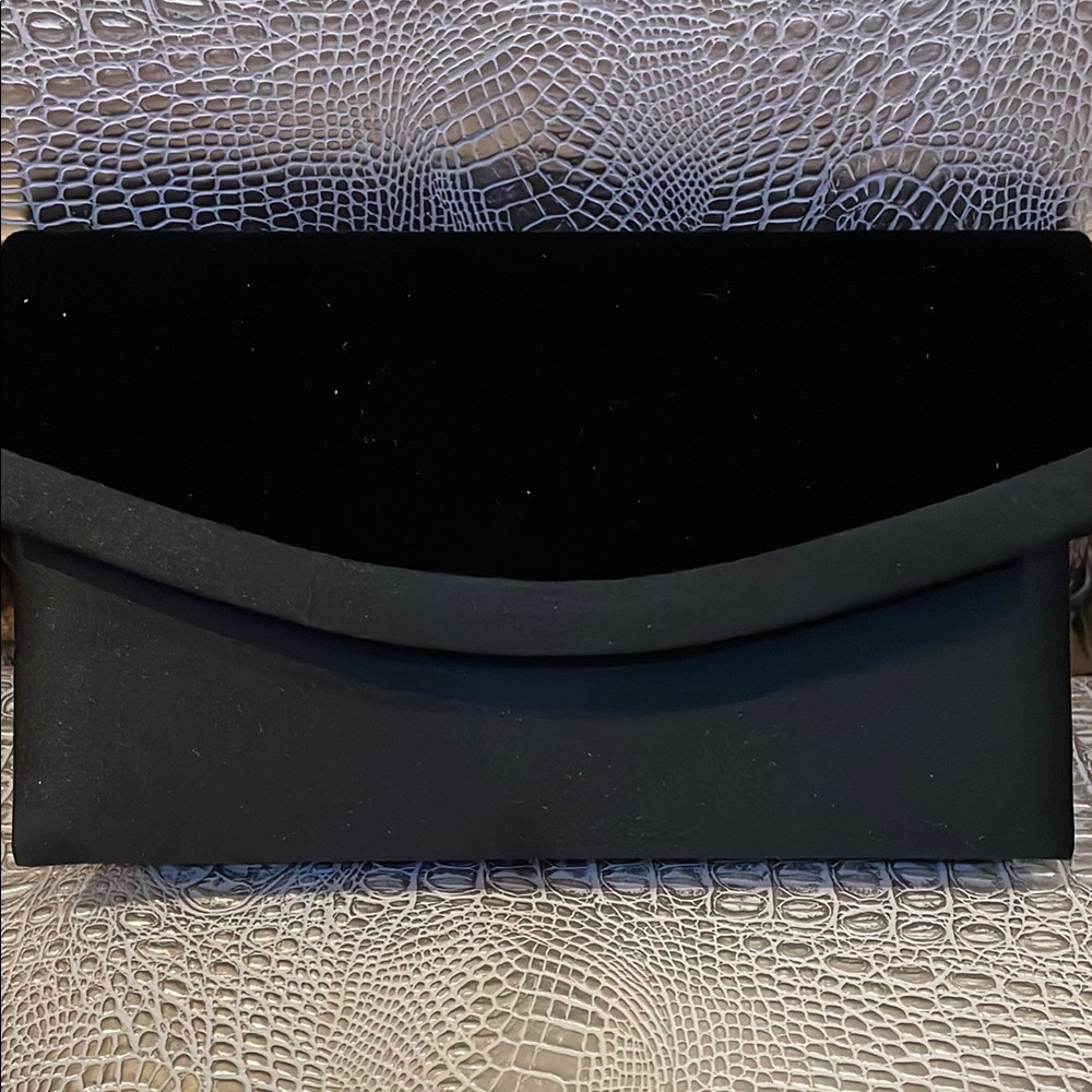 Black Envelope Satin Clutch Bag NWOT